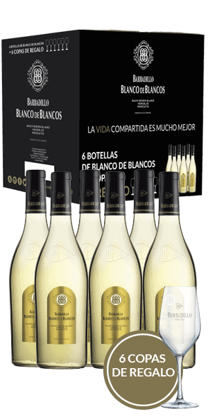 Vino Blanco de Blancos | Barbadillo | pack 6 bot. y 6 copas